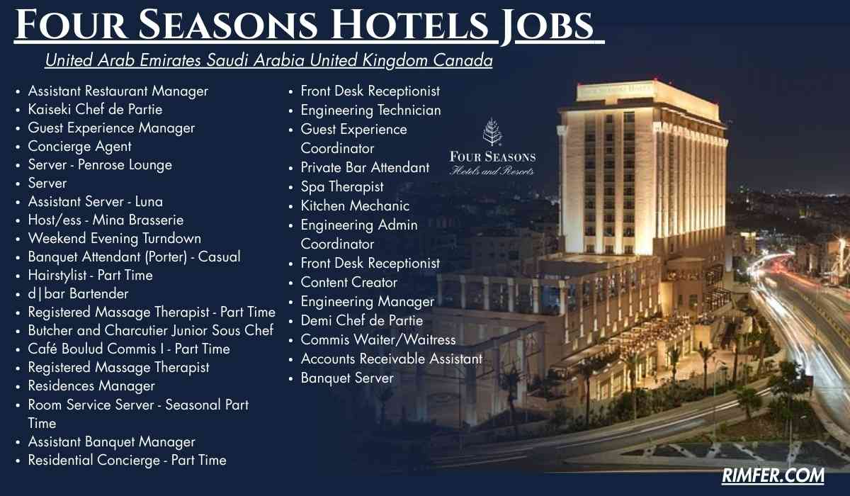Four Seasons Hotels Jobs United Arab Emirates Saudi Arabia United Kingdom Canada